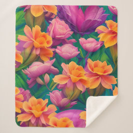 Manta Sherpa Patrón hawaiano de flores tropicales