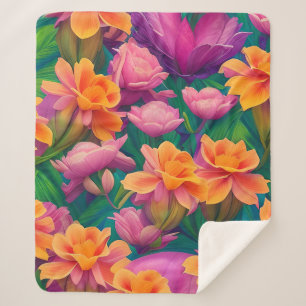 Manta Sherpa Patrón hawaiano de flores tropicales