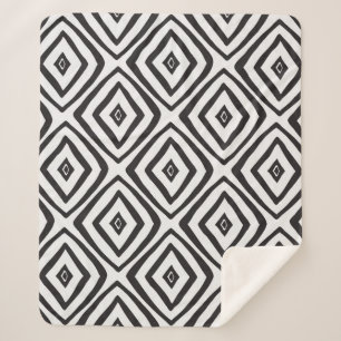 Manta Sherpa Patrón impecable dibujado a mano en blanco y negro