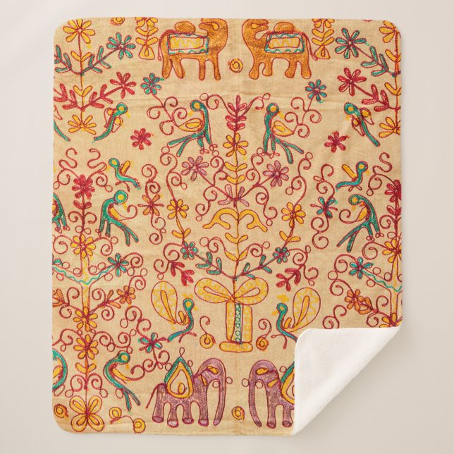 Manta Sherpa Patrón indio sobre indio, tejido, india, nacer (Anverso)