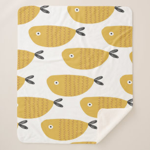 Manta Sherpa Patrón infantil sin foco con peces divertidos. Cre