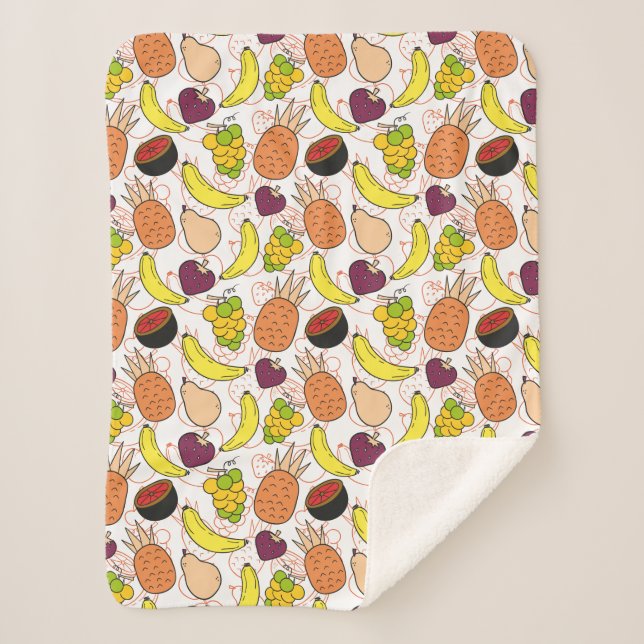 Manta Sherpa Patrón ininterrumpido de frutas | Patrón de superf (Anverso)