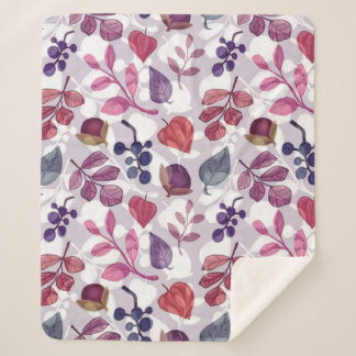 Manta Sherpa Patrón ininterrumpido de otoño vegetal, dibujo con