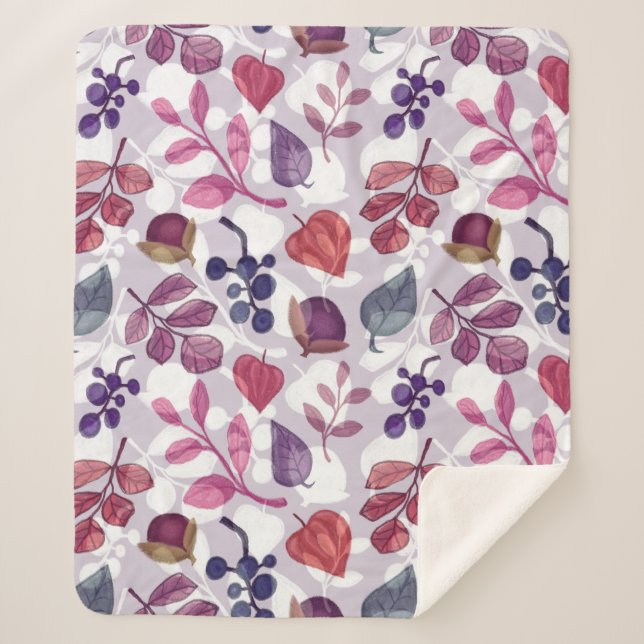 Manta Sherpa Patrón ininterrumpido de otoño vegetal, dibujo con (Anverso)