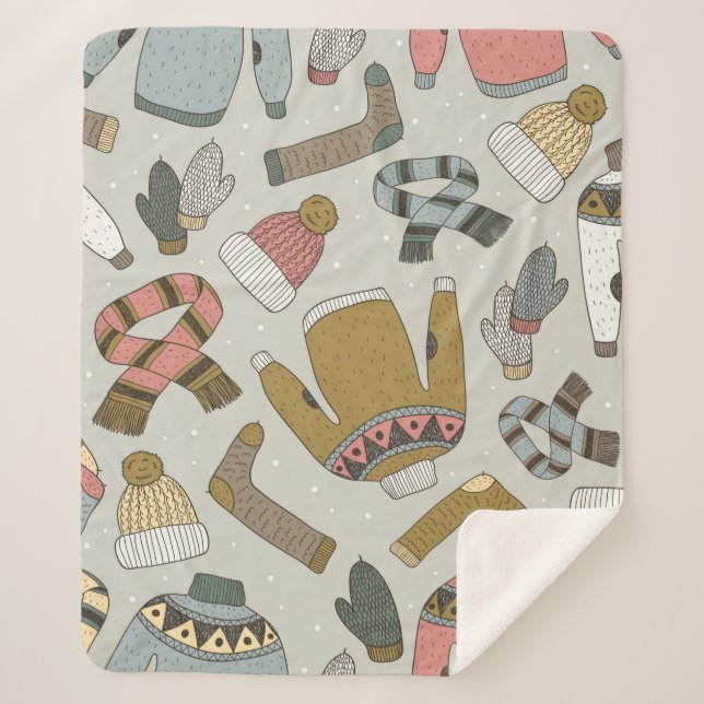 Manta Sherpa patrón ininterrumpido dibujado a mano con (Anverso)