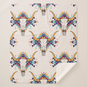 Manta Sherpa patrón inmaculado de tribal vintage con cráneo tor