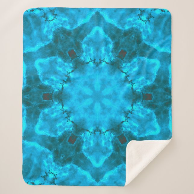 Manta Sherpa Patrón Kaleidoscope helado de copo de nieve azul (Anverso)