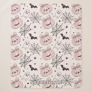 Manta Sherpa Patrón Kawaii Dulce Rosa de Halloween Espeluznante