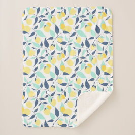 Manta Sherpa Patrón Lemones Amarillo y Mint