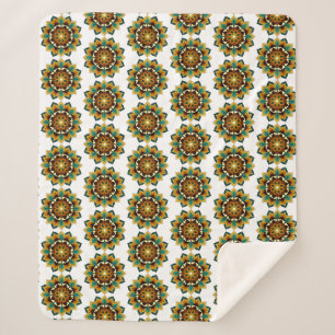 Manta Sherpa Patrón Mandala 02 en amarillo y marrón