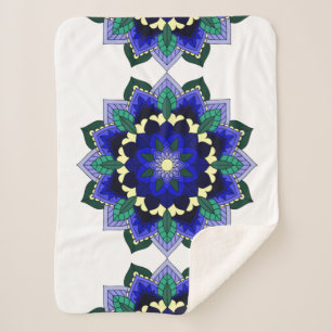 Manta Sherpa Patrón Mandala 02 en azul oscuro