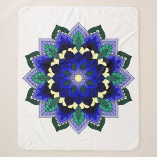 Manta Sherpa Patrón Mandala 02 en azul oscuro
