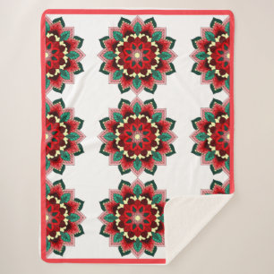 Manta Sherpa Patrón Mandala 02 en rojo Sherpa Blanket