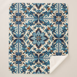 Manta Sherpa Patrón mediterráneo Azulejo Porcelana Blue Tile