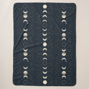 Manta Sherpa Patrón minimalista de fases lunares con estrellas