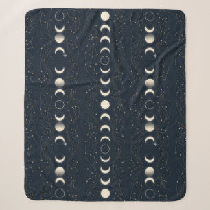 Manta Sherpa Patrón minimalista de fases lunares con estrellas 
