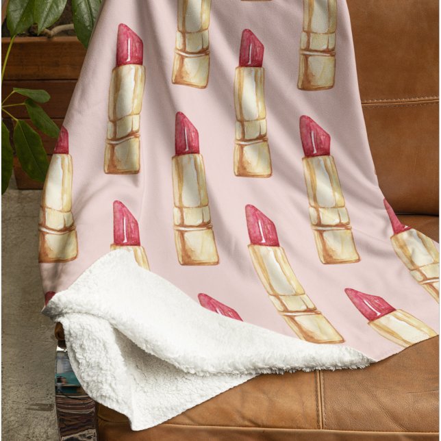 Manta Sherpa Patrón moderno de pintalabios rosados y rojos Giro (Subido por el creador)