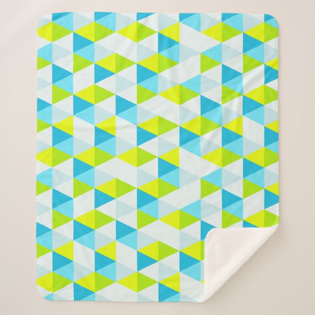 Manta Sherpa Patrón moderno de triángulos geométricos verde y a (Anverso)