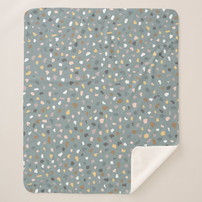 Manta Sherpa Patrón moderno Terrazzo Neutral suave (Anverso)