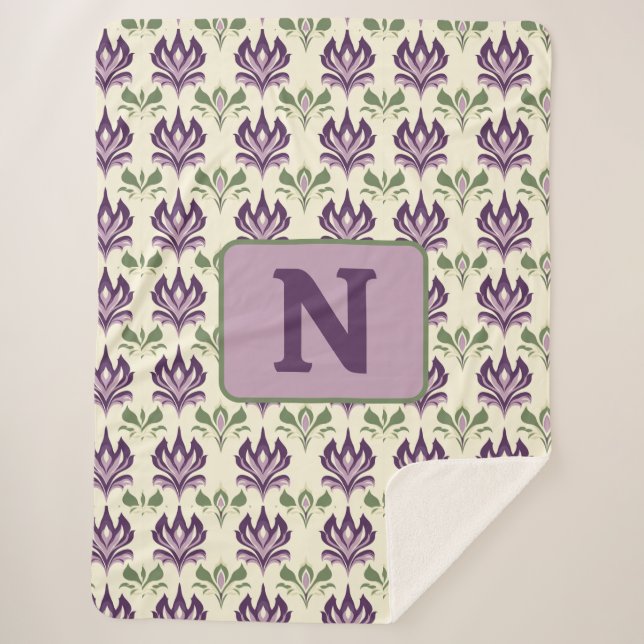 Manta Sherpa Patrón motif de Lily Ornamental (Anverso)