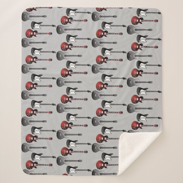 Manta Sherpa Patrón musical de guitarra eléctrica (Anverso)