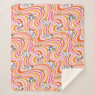 Manta Sherpa Patrón Naranja de vibraciones de Snoopy & Woodstoc