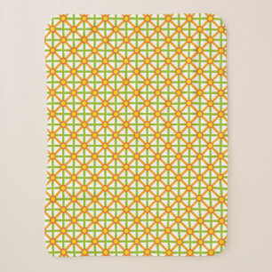 Manta Sherpa Patrón naranja verde y amarillo de inspiración ret