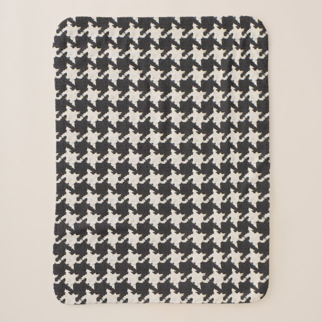 Manta Sherpa Patrón negro blanco de dientes de perro (Anverso)
