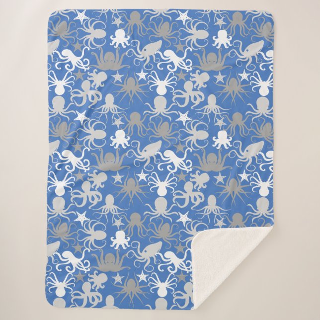 Manta Sherpa Patrón Octopus.b LBlue BG (Anverso)