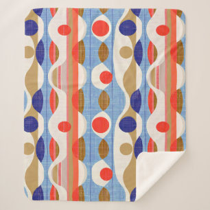 Manta Sherpa Patrón ogee rojo azul moderno