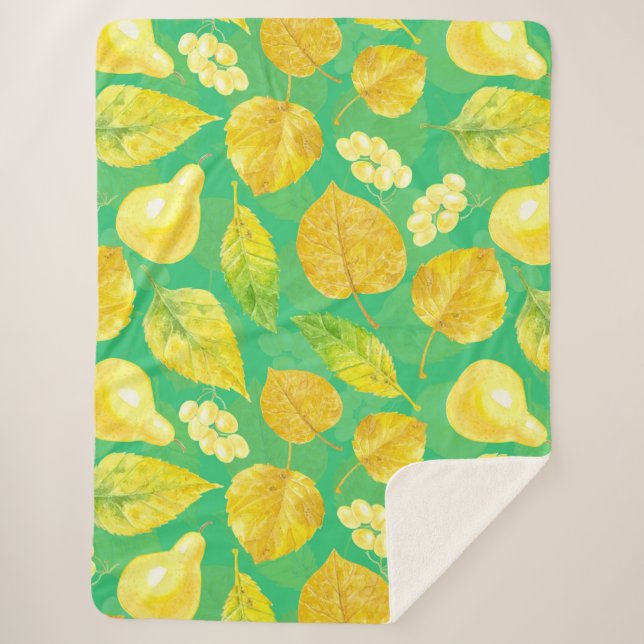 Manta Sherpa Patrón otoñal acuarela (Anverso)