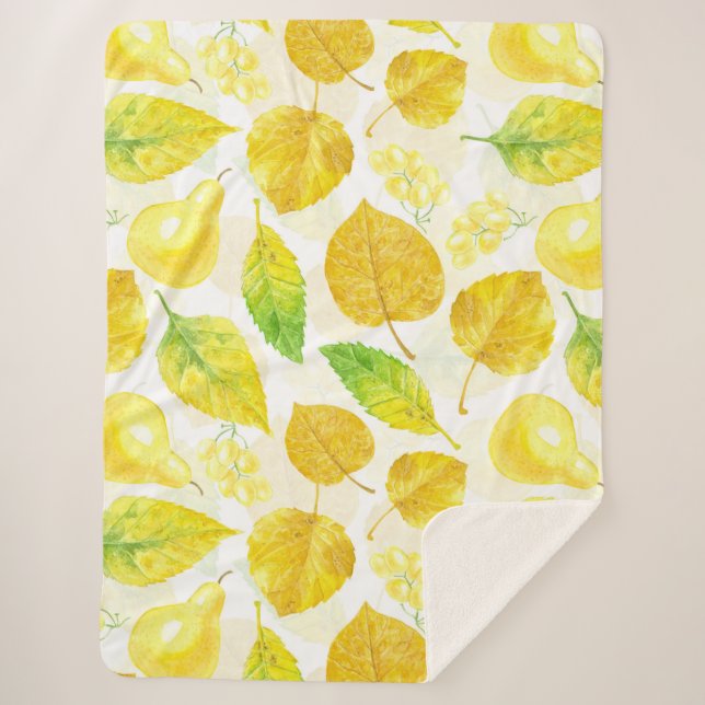 Manta Sherpa Patrón otoñal acuarela (Anverso)