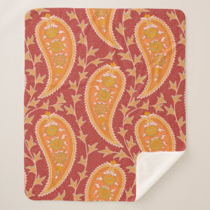 Manta Sherpa Patrón Paisley. Número turco. Naranja cimarrón 