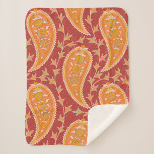 Manta Sherpa Patrón Paisley. Número turco. Naranja cimarrón c
