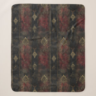 Manta Sherpa Patrón Persa de Oro Damask Noir (4)