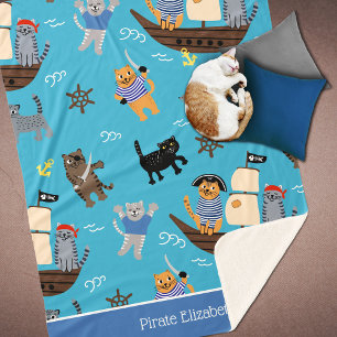 Manta Sherpa Patrón pirata de gato para niños y Chicas