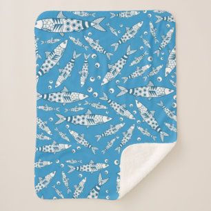 Manta Sherpa Patrón portugués de sardinas de Lisboa Azulejos az