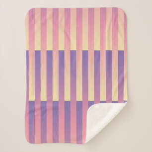Manta Sherpa Patrón rayado amarillo morado rosado