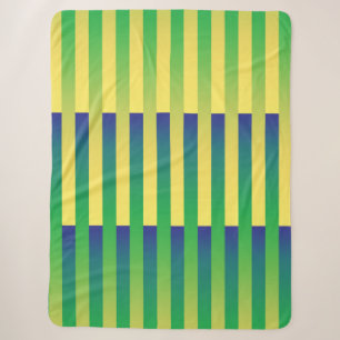 Manta Sherpa Patrón rayado azul amarillo verde