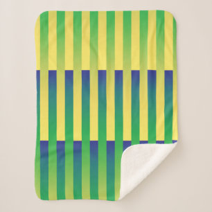 Manta Sherpa Patrón rayado azul amarillo verde