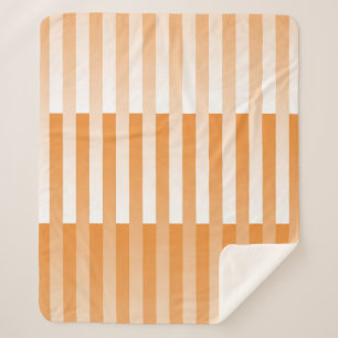 Manta Sherpa Patrón rayado blanco naranja