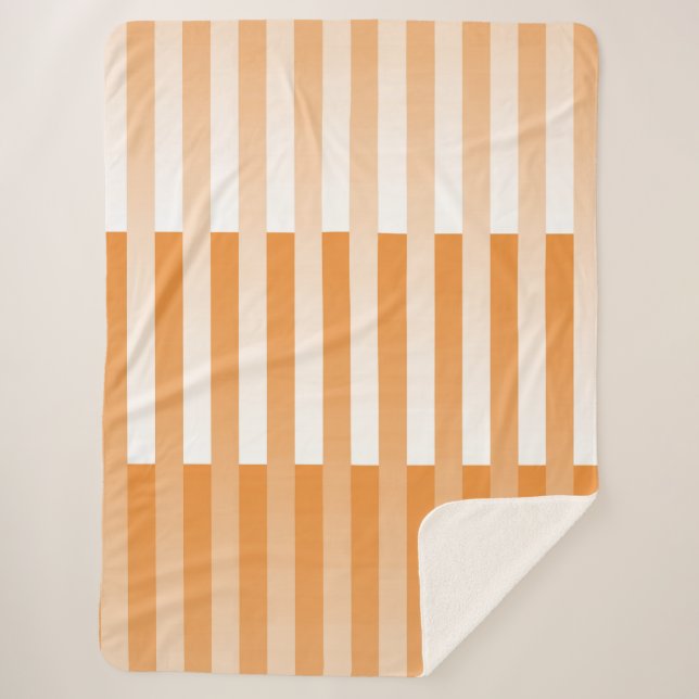 Manta Sherpa Patrón rayado blanco naranja (Anverso)