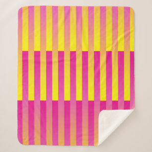 Manta Sherpa Patrón rayado de Naranja amarillo rosado