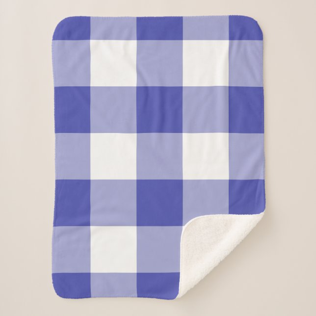 Manta Sherpa Patrón real azul de Gingham (Anverso)