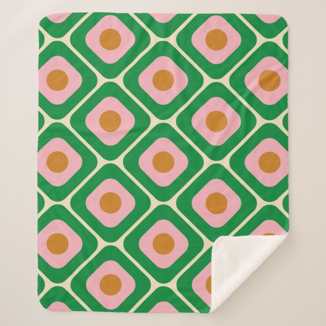 Manta Sherpa Patrón retro sin soldadura de los años 70. Estétic (Anverso)