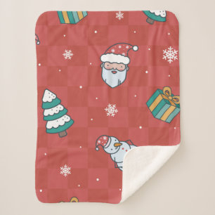 Manta Sherpa Patrón rojo de navidades minimalistas
