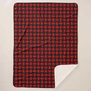 Manta Sherpa Patrón rojo de tejido negro