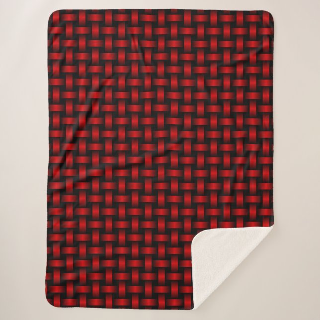 Manta Sherpa Patrón rojo de tejido negro (Anverso)