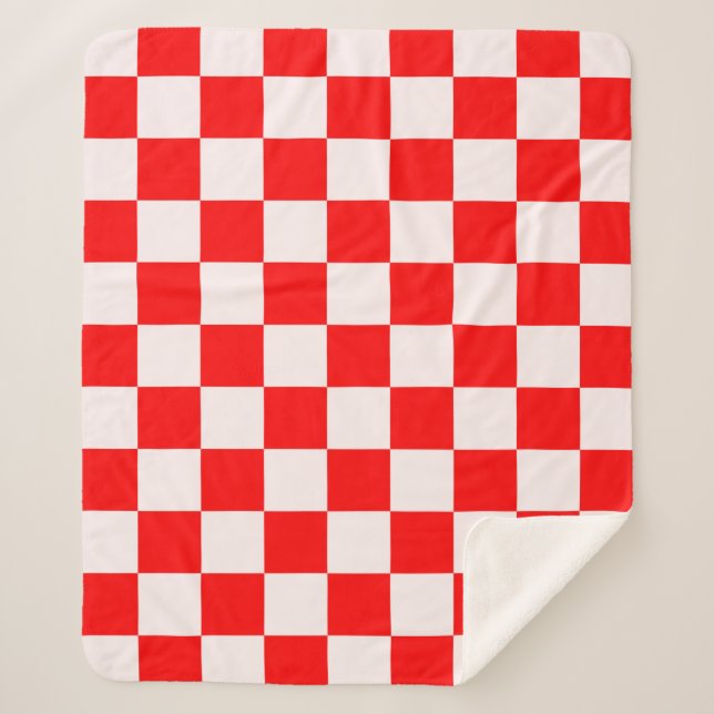Manta Sherpa Patrón rojo y blanco controlado (Anverso)