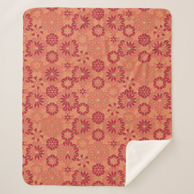 Manta Sherpa Patrón rojo y naranja (Anverso)